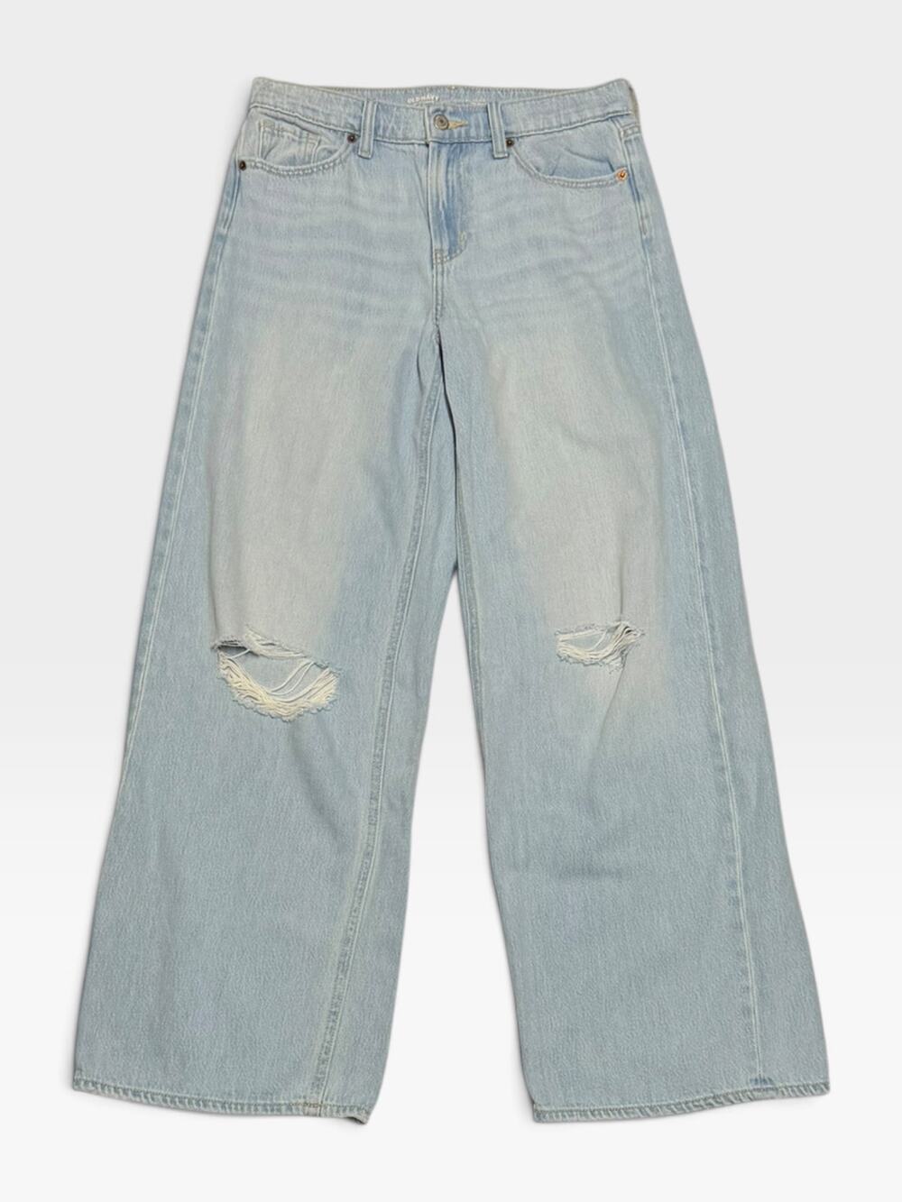 Old Navy Mid-Rise Ripped Baggy Wide-Leg Jeans Size 4 Tall